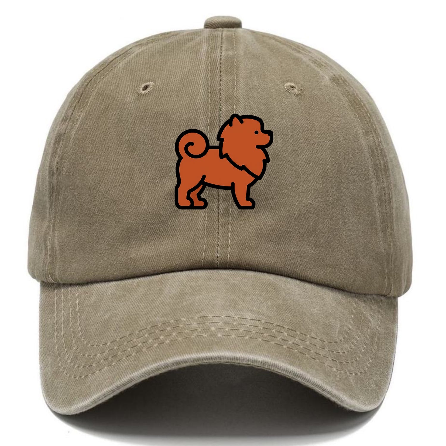 Chow Chow - Red fluffy flat side profile - Classic Cap - Warm Sand(Khaki)