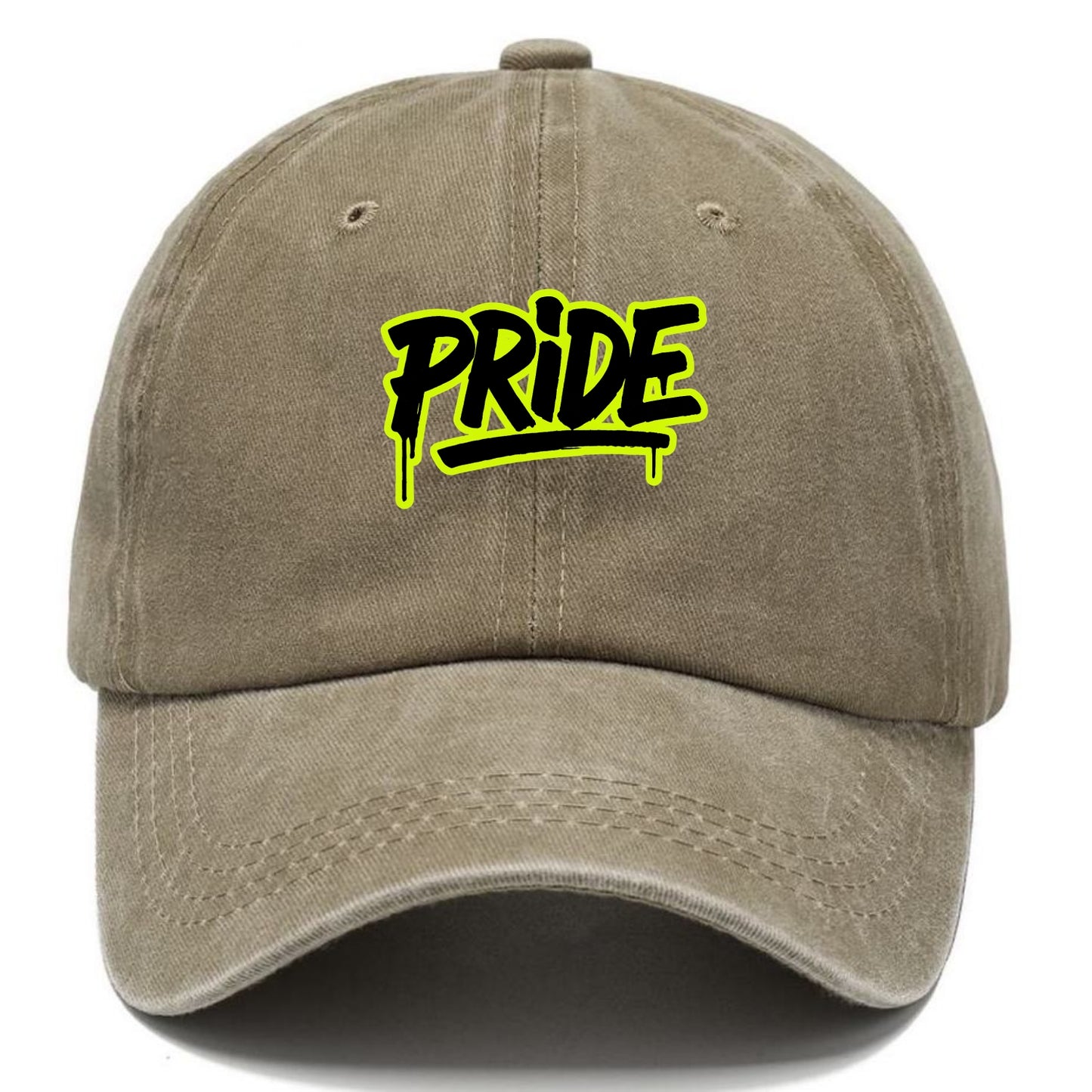 Bold typography design - "PRIDE" - dignified satisfaction, honor - Classic Cap - Warm Sand(Khaki)