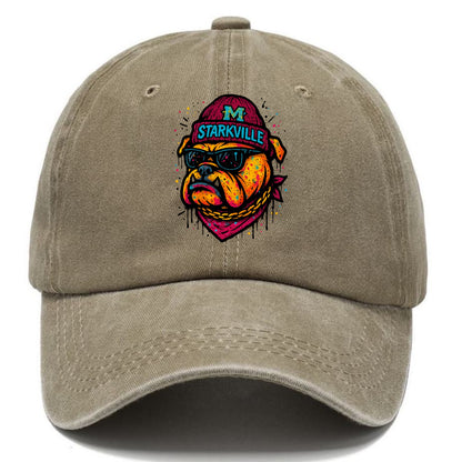 Starkville Bulldog wearing Mississippi State beanie with M patch - Classic Cap - Warm Sand(Khaki)