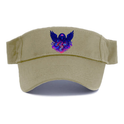 Mysterious raven with feathers showing future visions in neon colors, wings spread with - Visor - Warm Sand(Khaki)