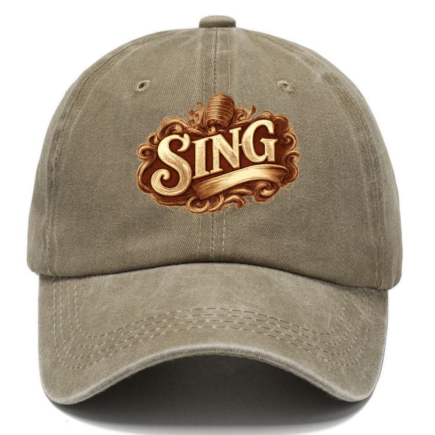 Bold typography design - "SING" - vocal expression, musical soul - Classic Cap - Warm Sand(Khaki)