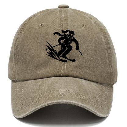 Skier carving down snowy slope - Classic Cap - Warm Sand(Khaki)