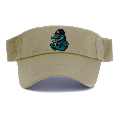 Jacksonville Alligator wearing Jaguars beanie with swamp patch and wayfarer sunglasses - Visor - Warm Sand(Khaki)