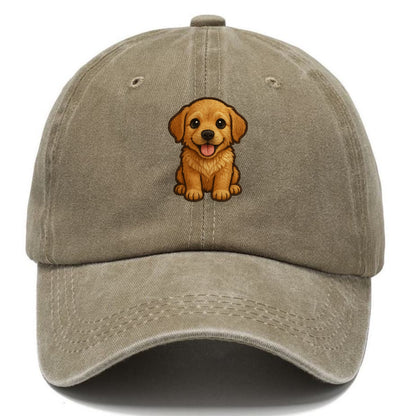 Baby Golden Retriever Puppy - fluffy golden fur, big brown eyes, pink tongue, floppy - Classic Cap - Warm Sand(Khaki)