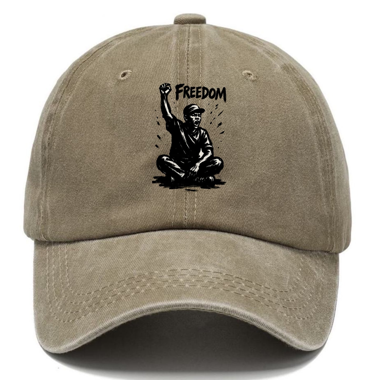 Sit-in protest figure - civil disobedience ink art - Classic Cap - Warm Sand(Khaki)