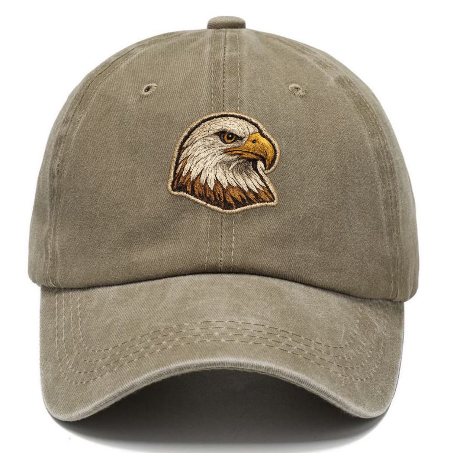 EAGLE HEAD PROFILE - majestic bald eagle in brown, white and gold , American pride - Classic Cap - Warm Sand(Khaki)