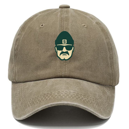 East Lansing Spartan wearing Michigan State beanie with S patch - Classic Cap - Warm Sand(Khaki)