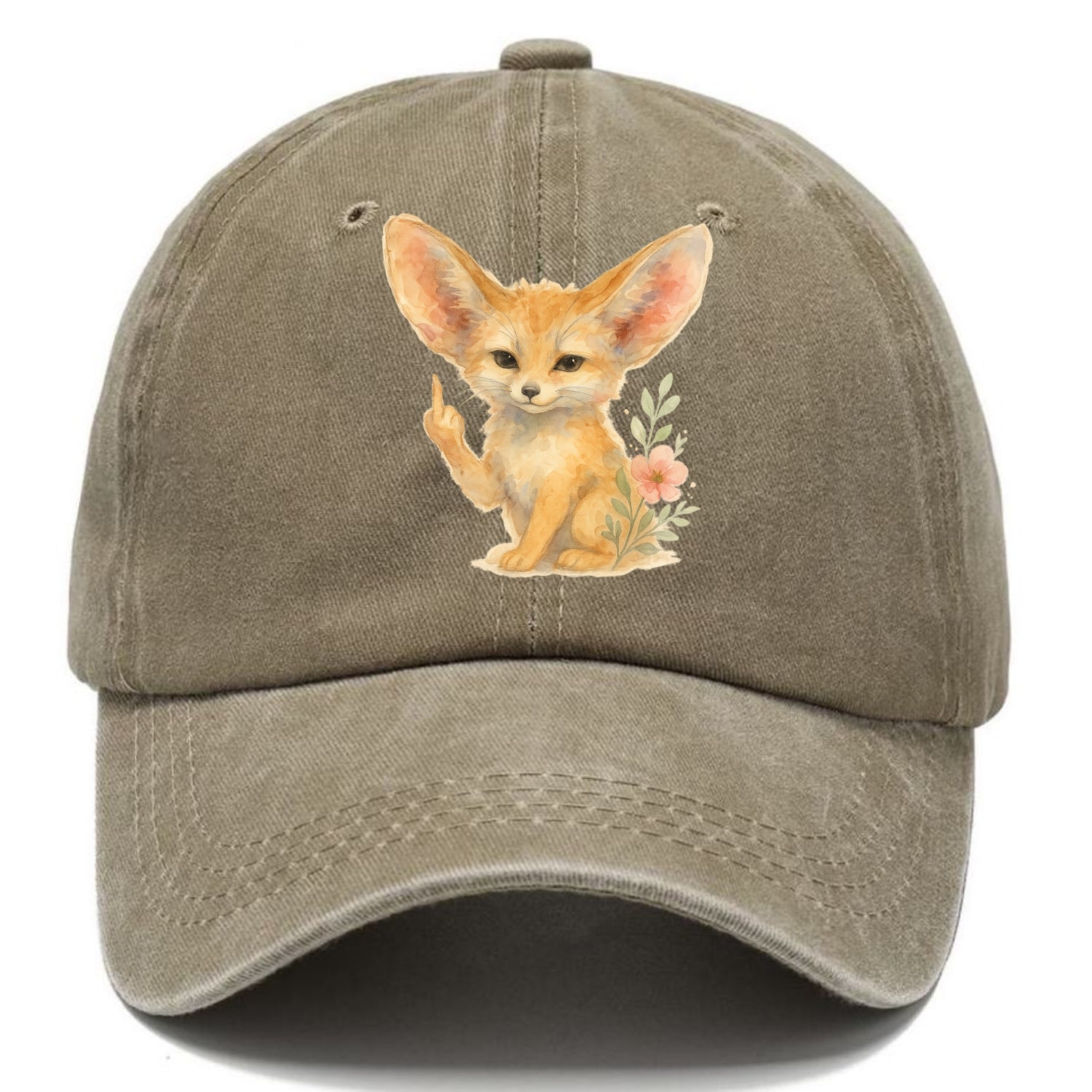 tiny fennec fox with oversized ears, one small paw raised in sass - Classic Cap - Warm Sand(Khaki)