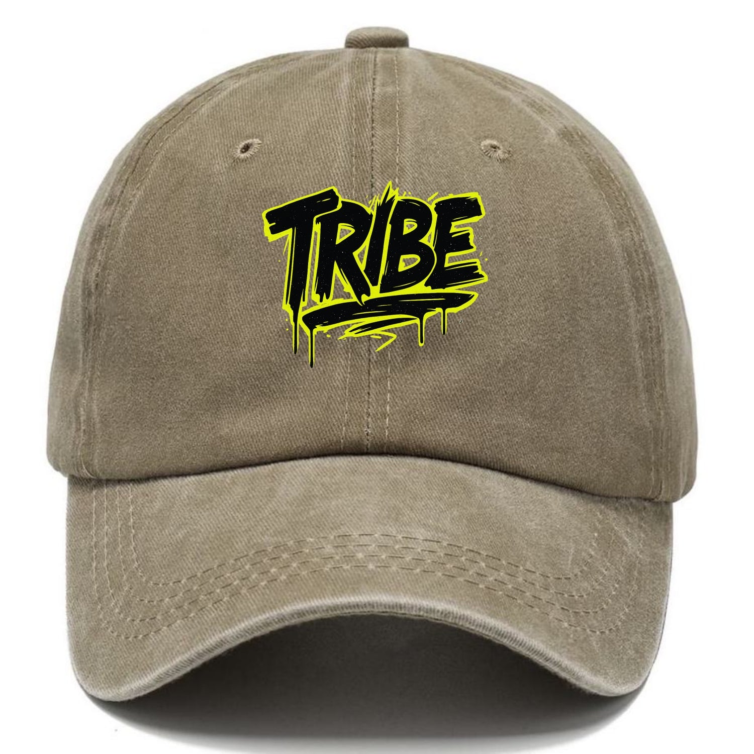 Bold typography design - "TRIBE" - your community, your group - Classic Cap - Warm Sand(Khaki)