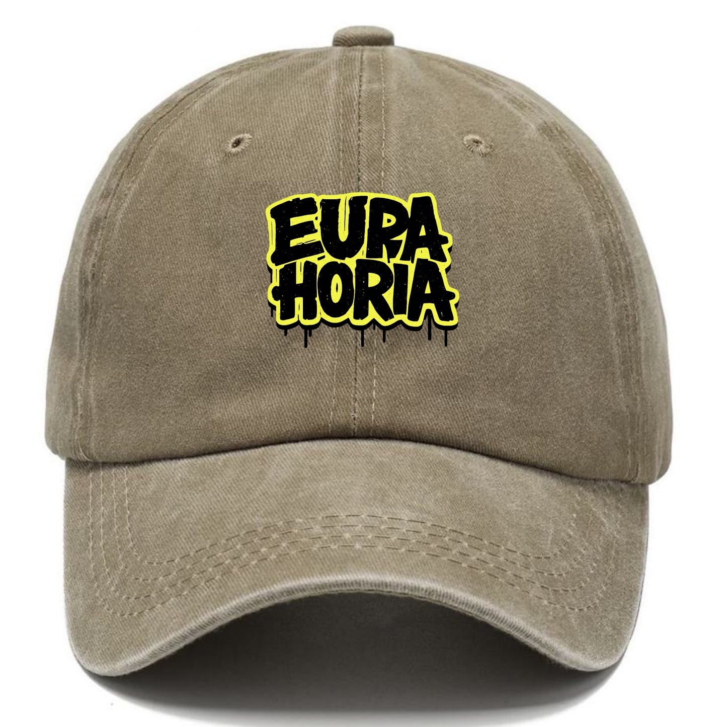 Bold typography design - "EUPHORIA" - intense happiness, ecstasy - Classic Cap - Warm Sand(Khaki)