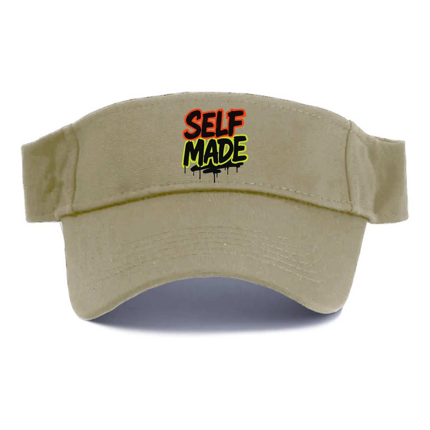 Bold typography design - "SELF MADE" - built from nothing, earned success - Visor - Warm Sand(Khaki)