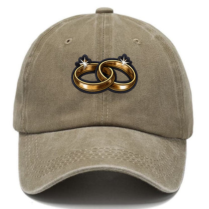 WEDDING RINGS - interlocked bands in gold , marriage - Classic Cap - Warm Sand(Khaki)
