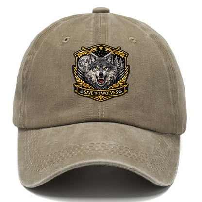 SAVE THE WOLVES - wolf moon in gray , predator protection - Classic Cap - Warm Sand(Khaki)