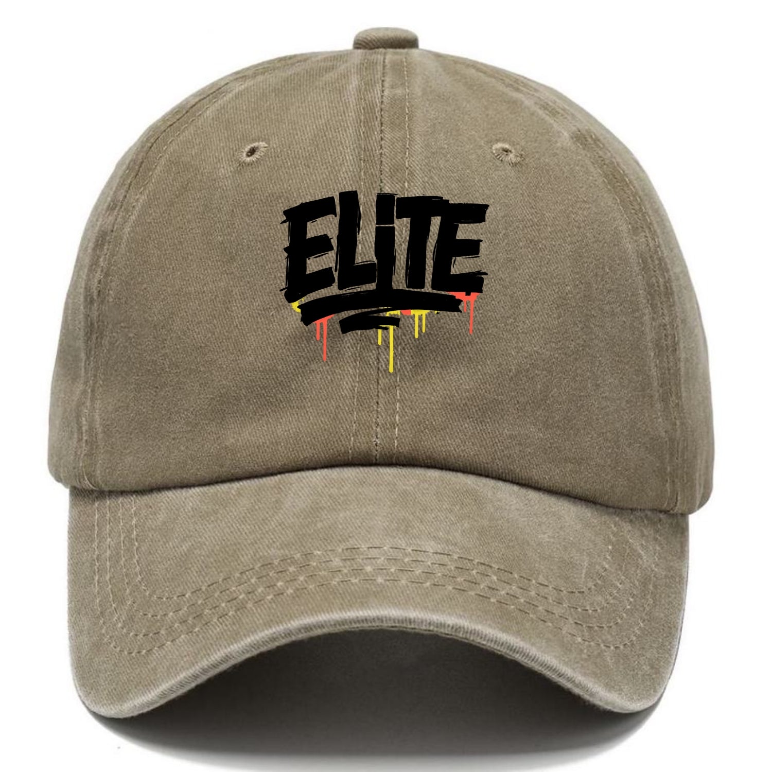 Bold typography design - "ELITE" - top tier, highest level - Classic Cap - Warm Sand(Khaki)