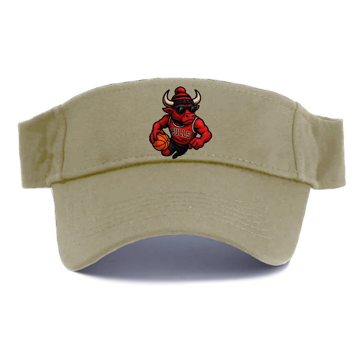 Chicago Bull wearing Bulls red and black beanie with horns design and wayfarer sunglasses - Visor - Warm Sand(Khaki)