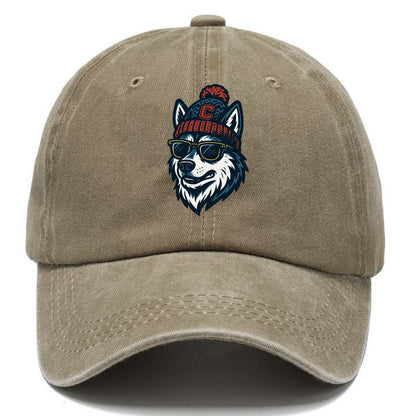 Storrs Husky wearing UConn beanie with C patch - Classic Cap - Warm Sand(Khaki)