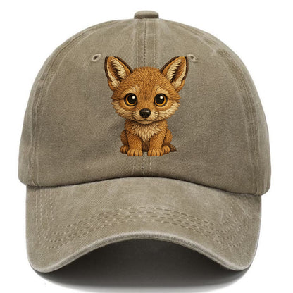Baby Coyote Pup - tan fur, large ears, golden eyes, front-facing, clever baby - Classic Cap - Warm Sand(Khaki)