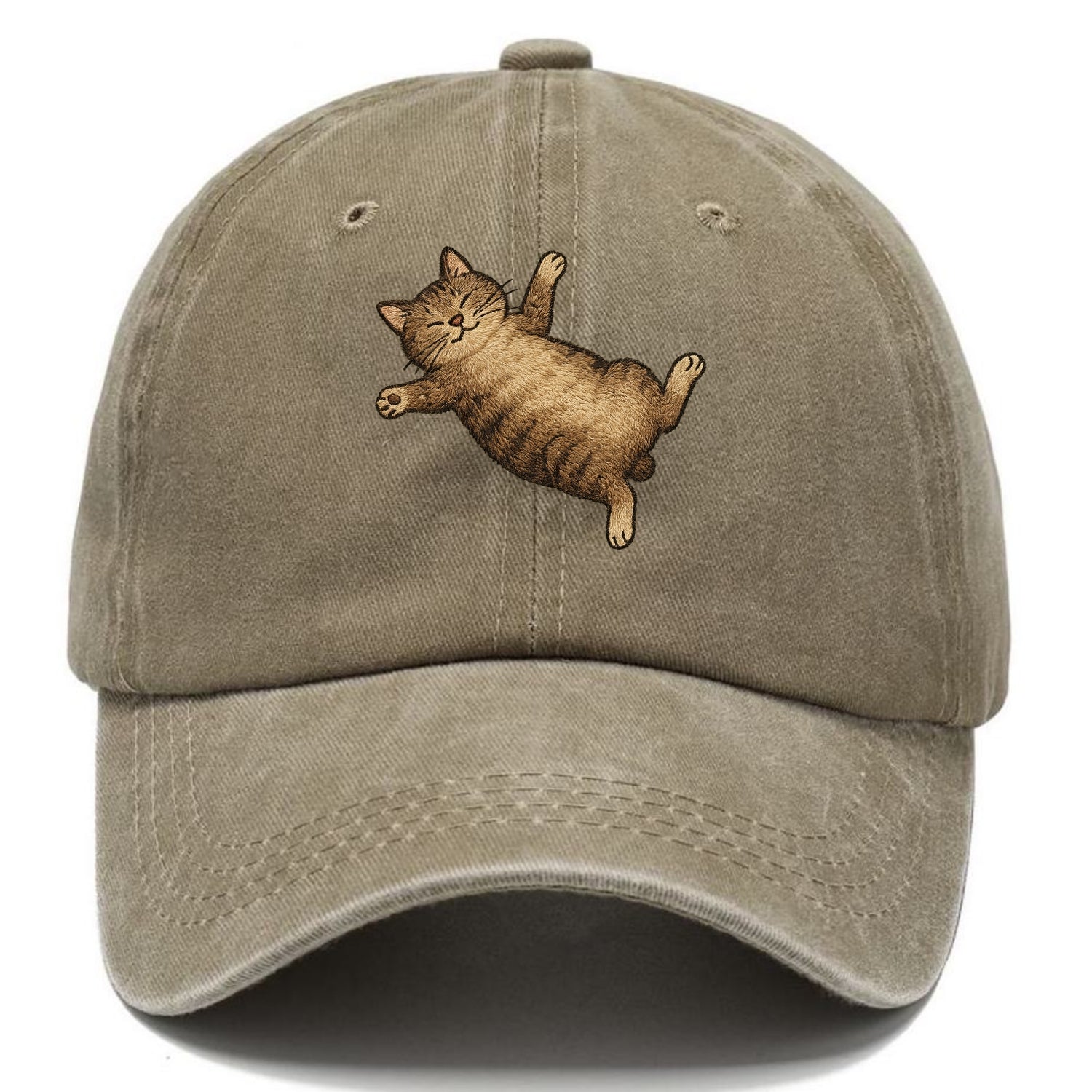 Manx  fully relaxed sprawled out embroid Classic Cap - Warm Sand(Khaki)