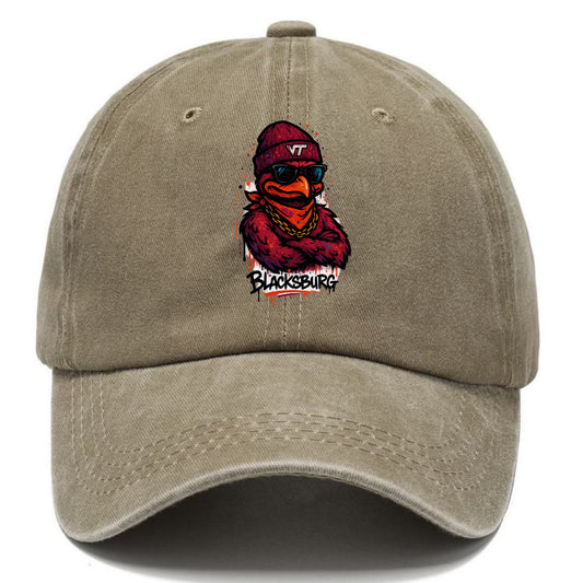 Blacksburg HokieBird wearing Virginia Tech beanie with VT patch - Classic Cap - Warm Sand(Khaki)