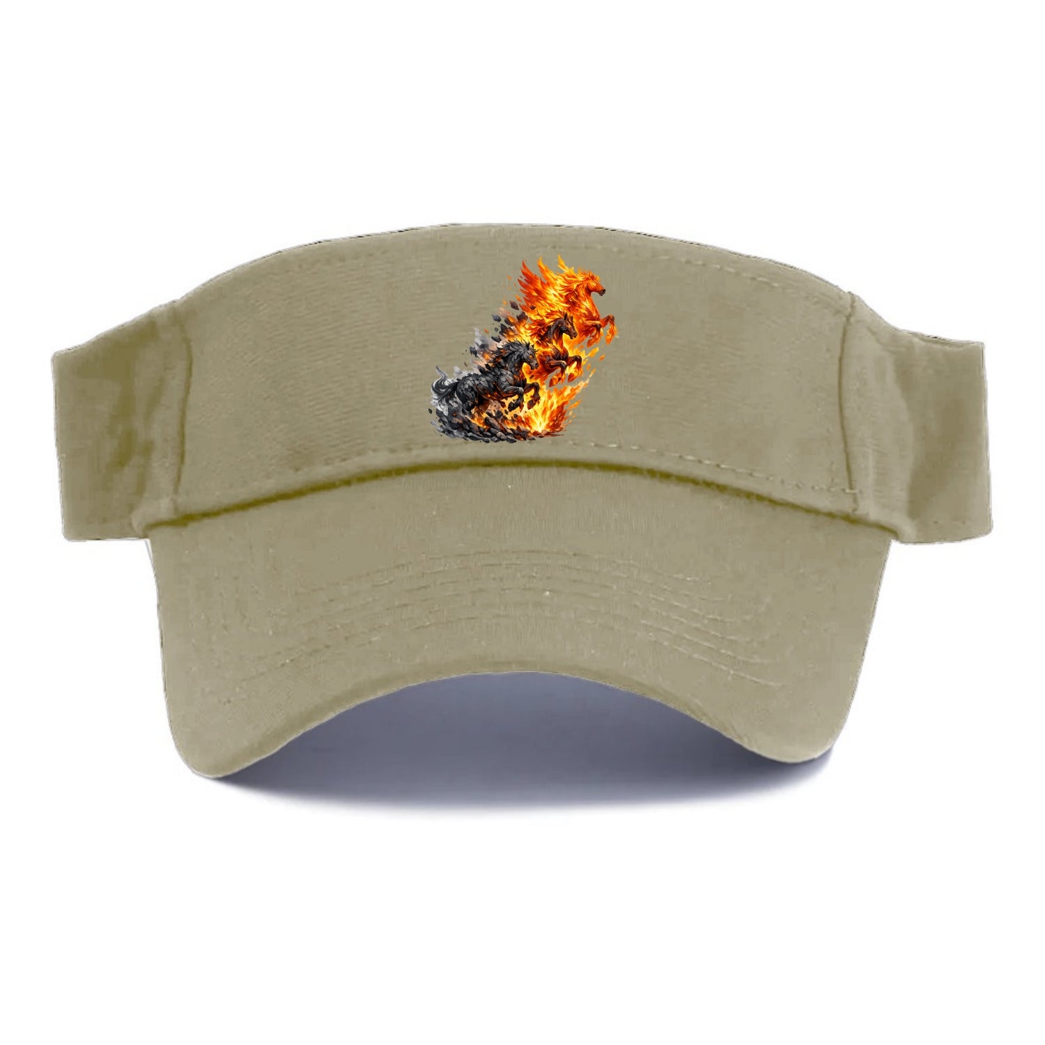 INFERNO STALLION | Horse made entirely of living flames | Blazing mane and tail | Fire - Visor - Warm Sand(Khaki)