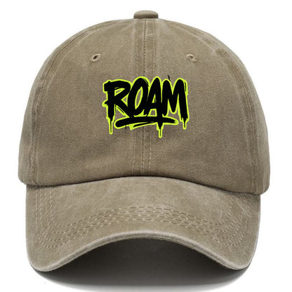Bold typography design - "ROAM" - wander freely, no destination needed - Classic Cap - Warm Sand(Khaki)