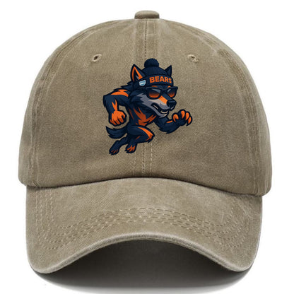 Chicago Wolf wearing Bears beanie with Lake Michigan patch and wayfarer sunglasses - Classic Cap - Warm Sand(Khaki)