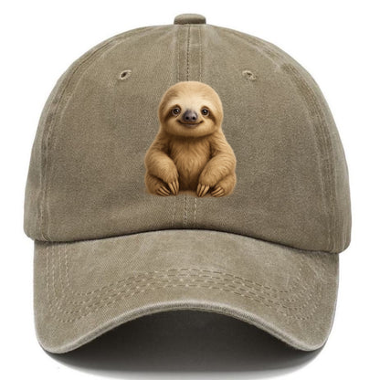 Baby Sloth - tan fur, long arms, peaceful smile, gentle eyes, front-facing, zen - Classic Cap - Warm Sand(Khaki)