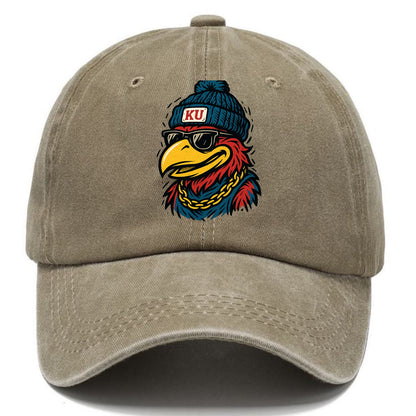 Lawrence Jayhawk wearing Kansas beanie with KU patch - Classic Cap - Warm Sand(Khaki)
