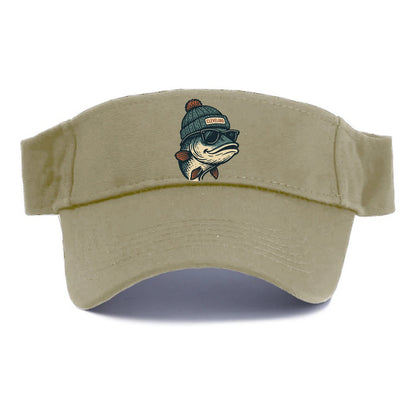 Cleveland Lake Erie Walleye wearing Cleveland beanie with pom pom and wayfarer sunglasses - Visor - Warm Sand(Khaki)