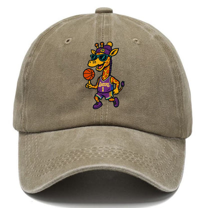 California Giraffe wearing Lakers beanie with palm tree patch and wayfarer sunglasses - Classic Cap - Warm Sand(Khaki)