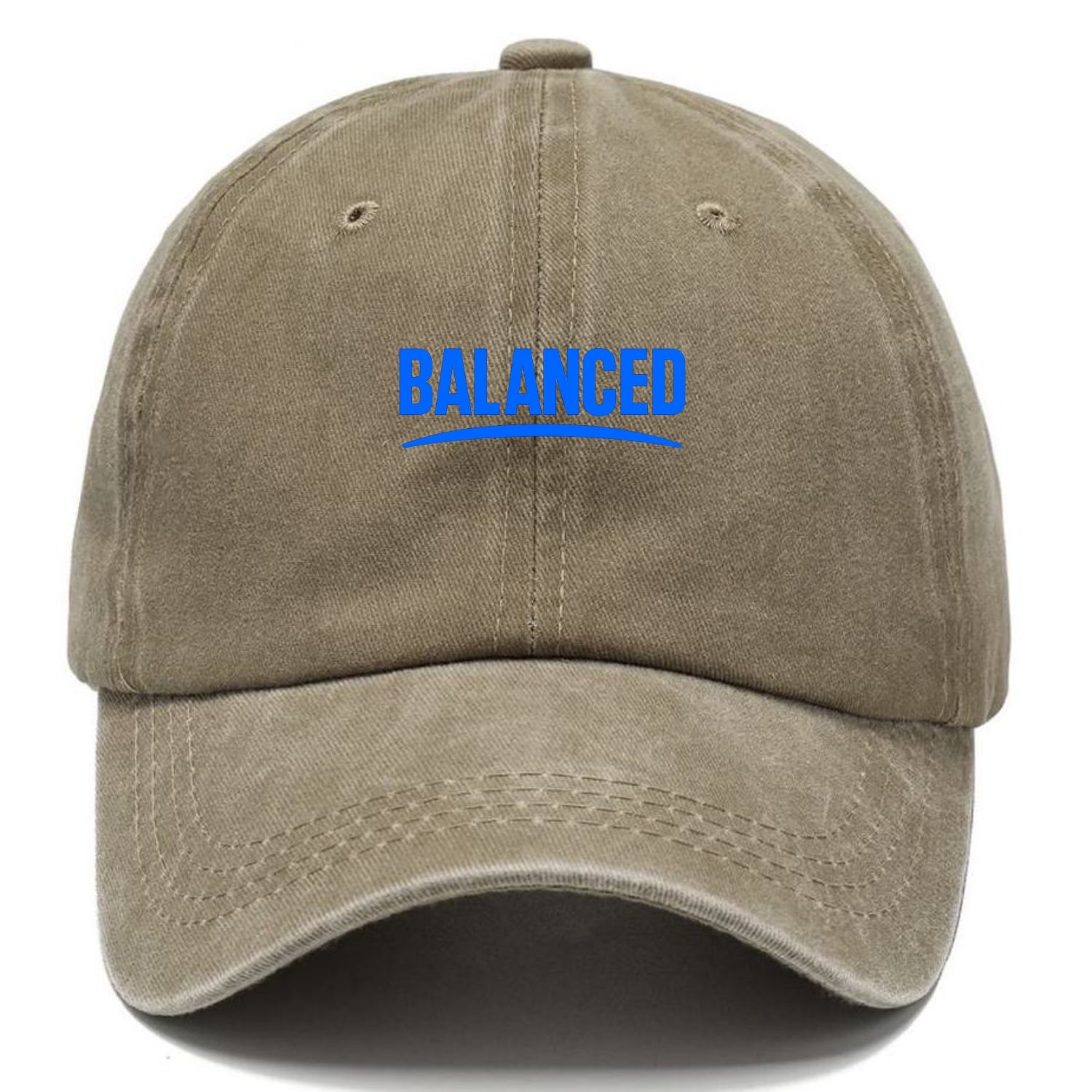 Bold typography design - "BALANCED" - harmony, equilibrium, centered life - Classic Cap - Warm Sand(Khaki)