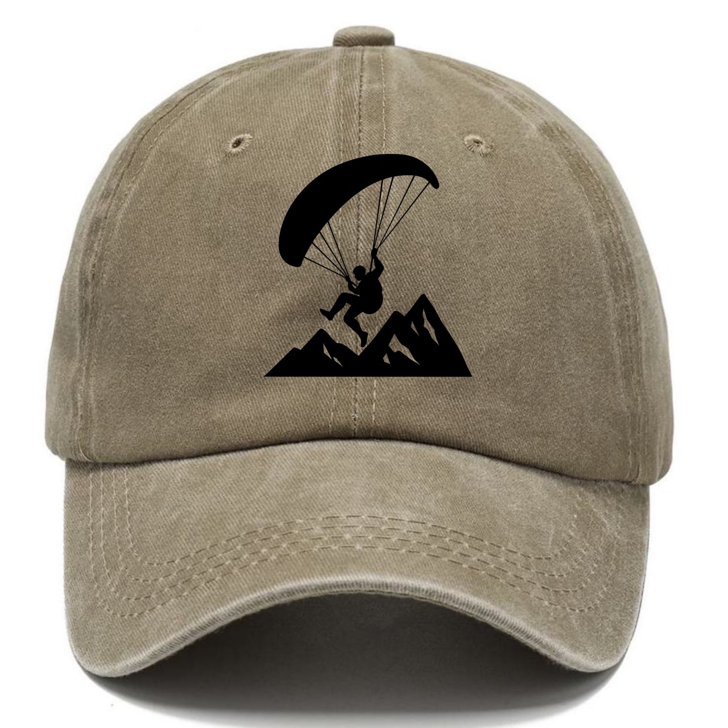 Paraglider soaring over mountain peaks - Classic Cap - Warm Sand(Khaki)