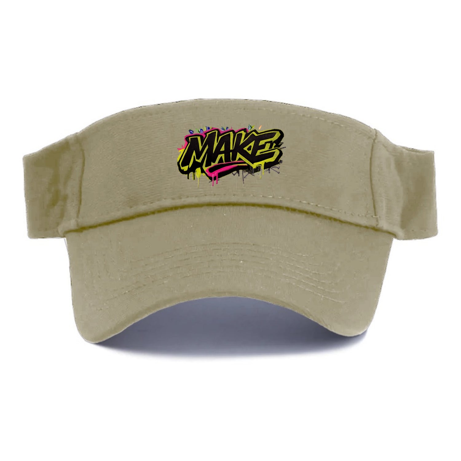 Bold typography design - "MAKE" - creating, producing, doing - Visor - Warm Sand(Khaki)
