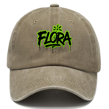 Bold typography design - "FLORA" - plant life, blooming - Classic Cap - Warm Sand(Khaki)