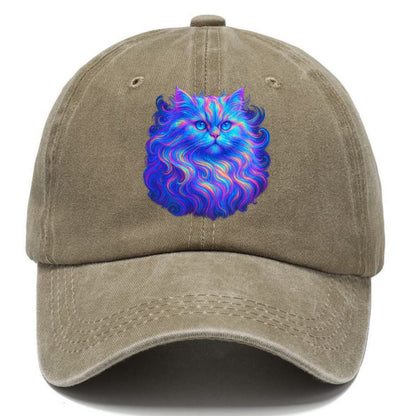 Luxurious Persian cat with flowing fur that refracts into rainbow prisms, soft pastel - Classic Cap - Warm Sand(Khaki)