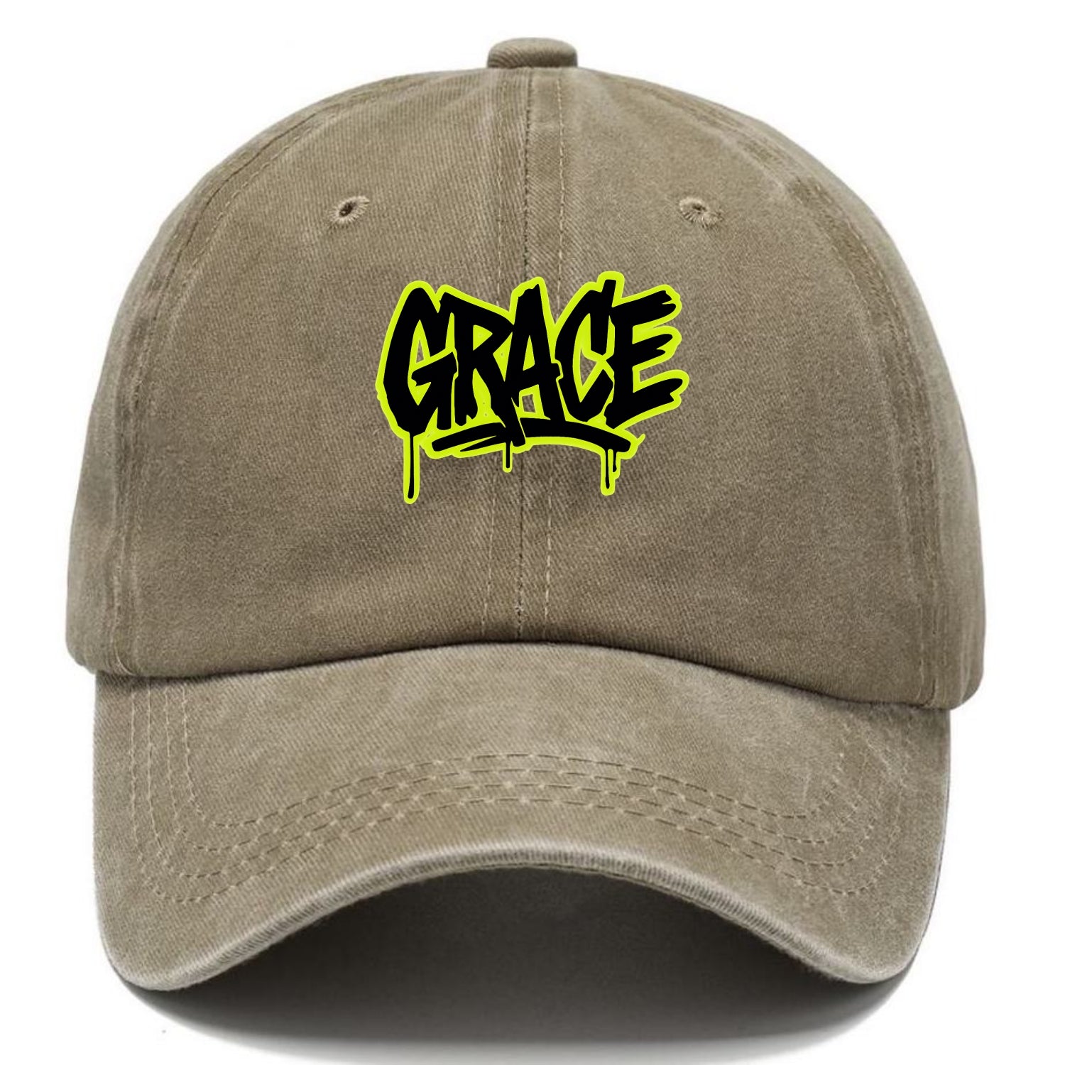 Bold typography design - "GRACE" - elegance under pressure, divine favor - Classic Cap - Warm Sand(Khaki)