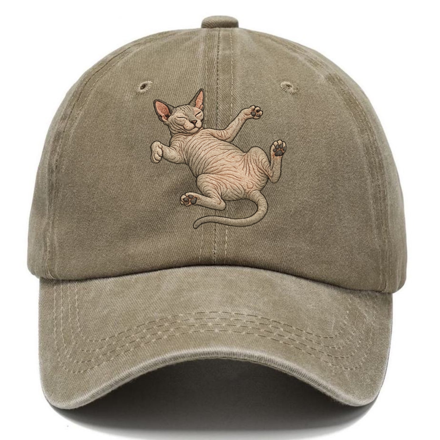 Sphynx  fully relaxed sprawled out embro Classic Cap - Warm Sand(Khaki)