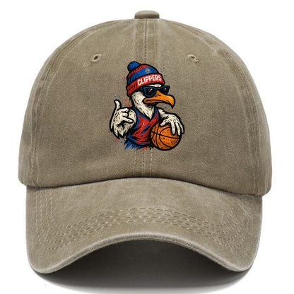 LA Seagull wearing Clippers red white and blue beanie with ship patch and wayfarer - Classic Cap - Warm Sand(Khaki)