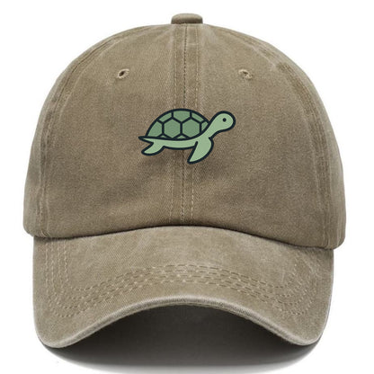 Sea Turtle - Green with shell pattern flat side profile - Classic Cap - Warm Sand(Khaki)