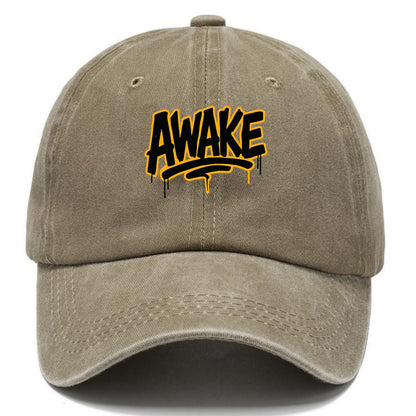 Bold typography design - "AWAKE" - conscious, aware, alert - Classic Cap - Warm Sand(Khaki)