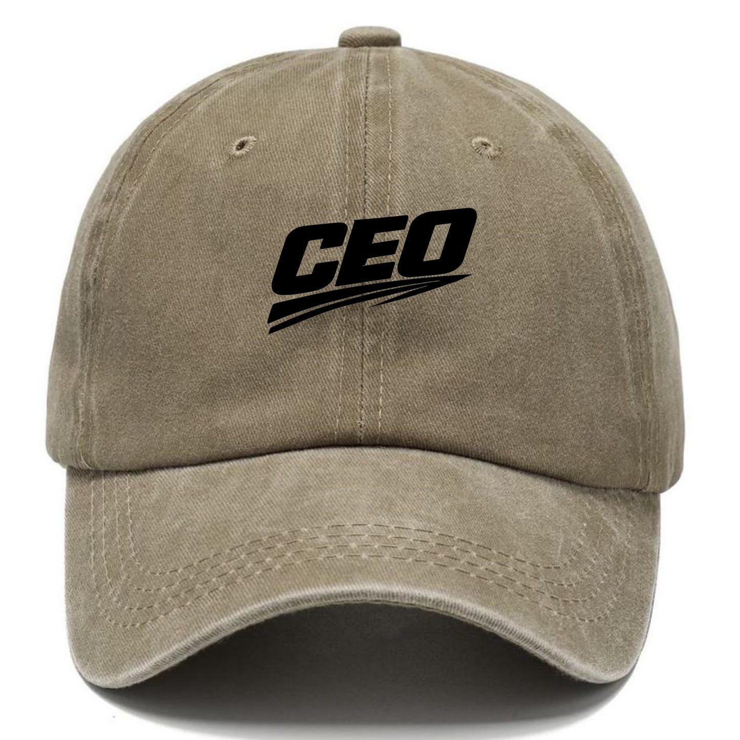 Bold typography design - "CEO" - chief executive, running things - Classic Cap - Warm Sand(Khaki)