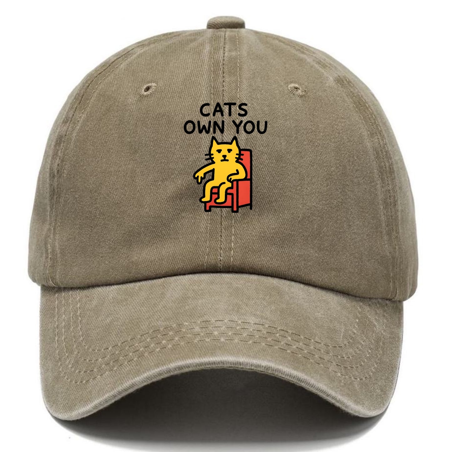 CATS OWN YOU | Cat on throne pointing down - Classic Cap - Warm Sand(Khaki)