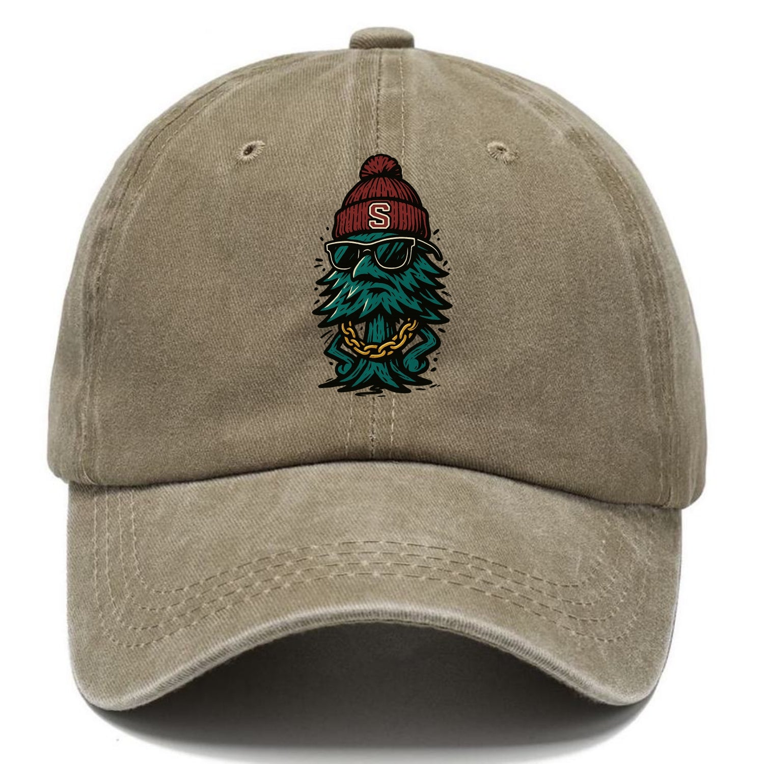 Palo Alto Tree wearing Stanford beanie with S patch - Classic Cap - Warm Sand(Khaki)