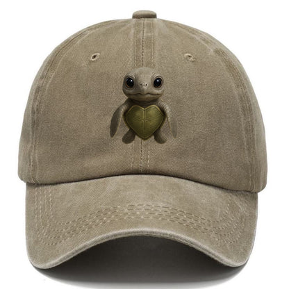 Baby Olive Ridley Turtle - olive green shell, heart-shaped carapace, bright eyes, - Classic Cap - Warm Sand(Khaki)