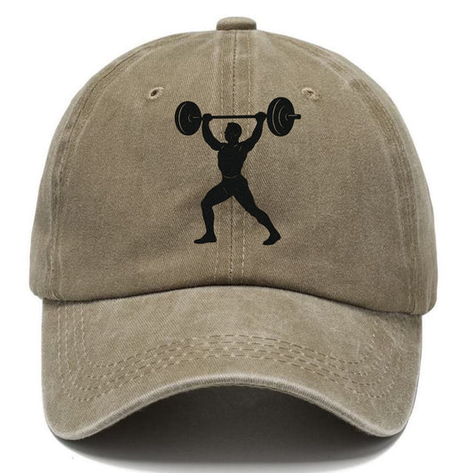 Weightlifter lifting barbell overhead - Classic Cap - Warm Sand(Khaki)