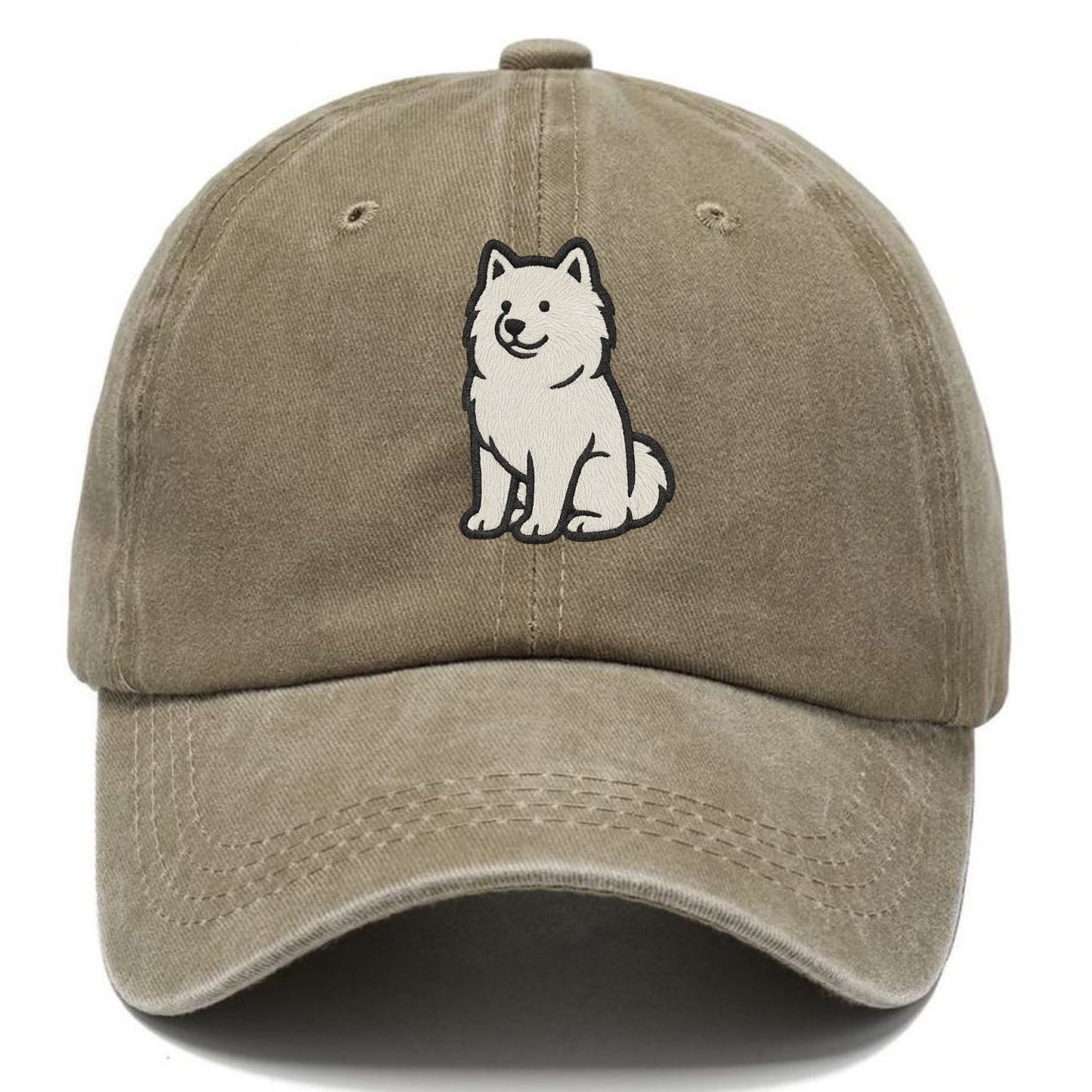 Samoyed - White fluffy embroidered desig Classic Cap - Warm Sand(Khaki)