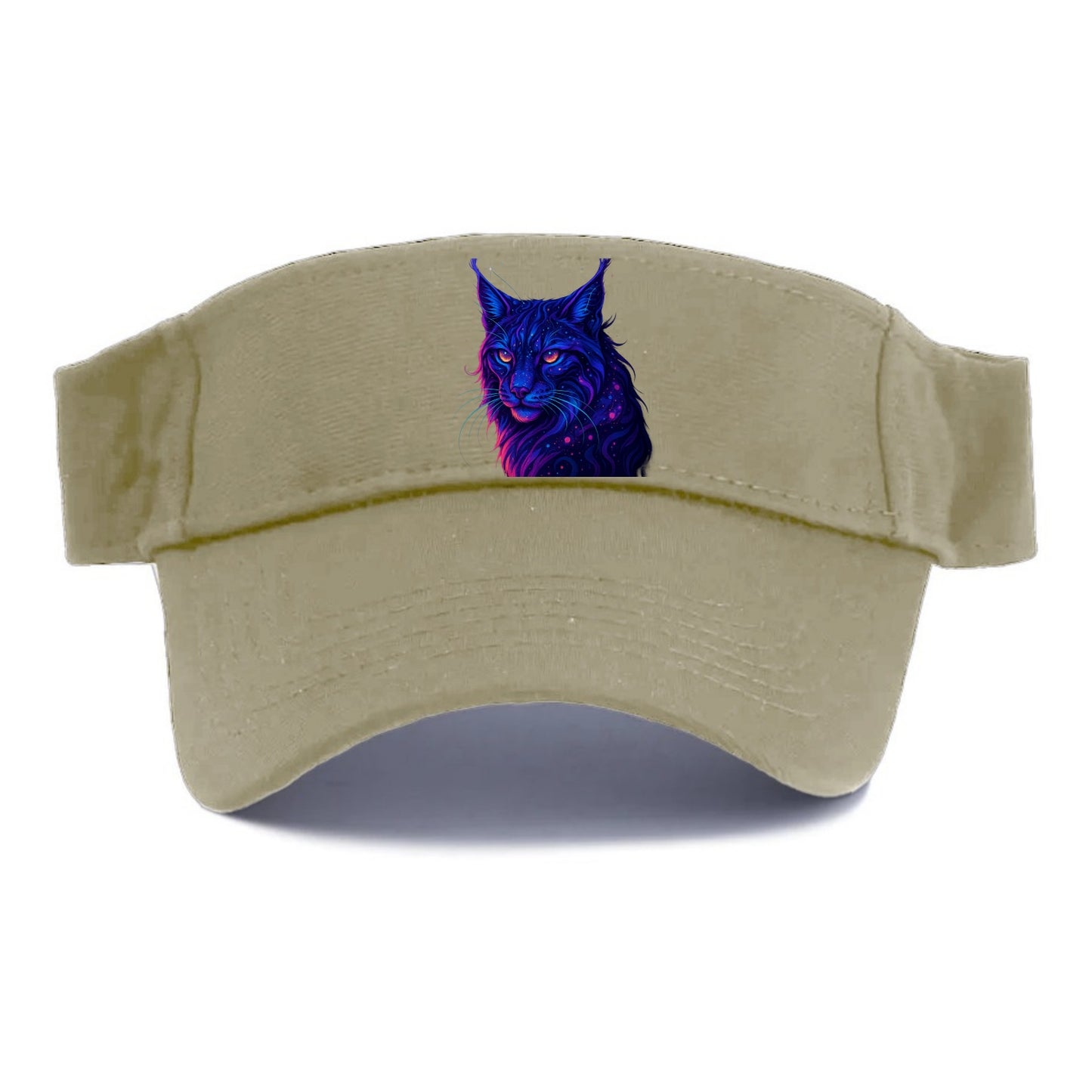 Stealthy lynx with ear tufts forming constellation patterns, nebula spots across the body, - Visor - Warm Sand(Khaki)