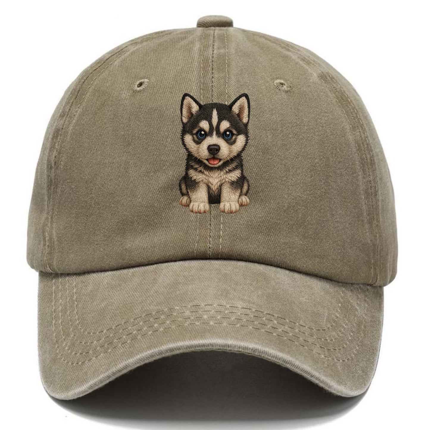 Baby Siberian Husky Puppy - blue or bi-colored eyes, fluffy coat, wolf-like, - Classic Cap - Warm Sand(Khaki)