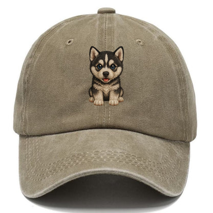 Baby Siberian Husky Puppy - blue or bi-colored eyes, fluffy coat, wolf-like, - Classic Cap - Warm Sand(Khaki)