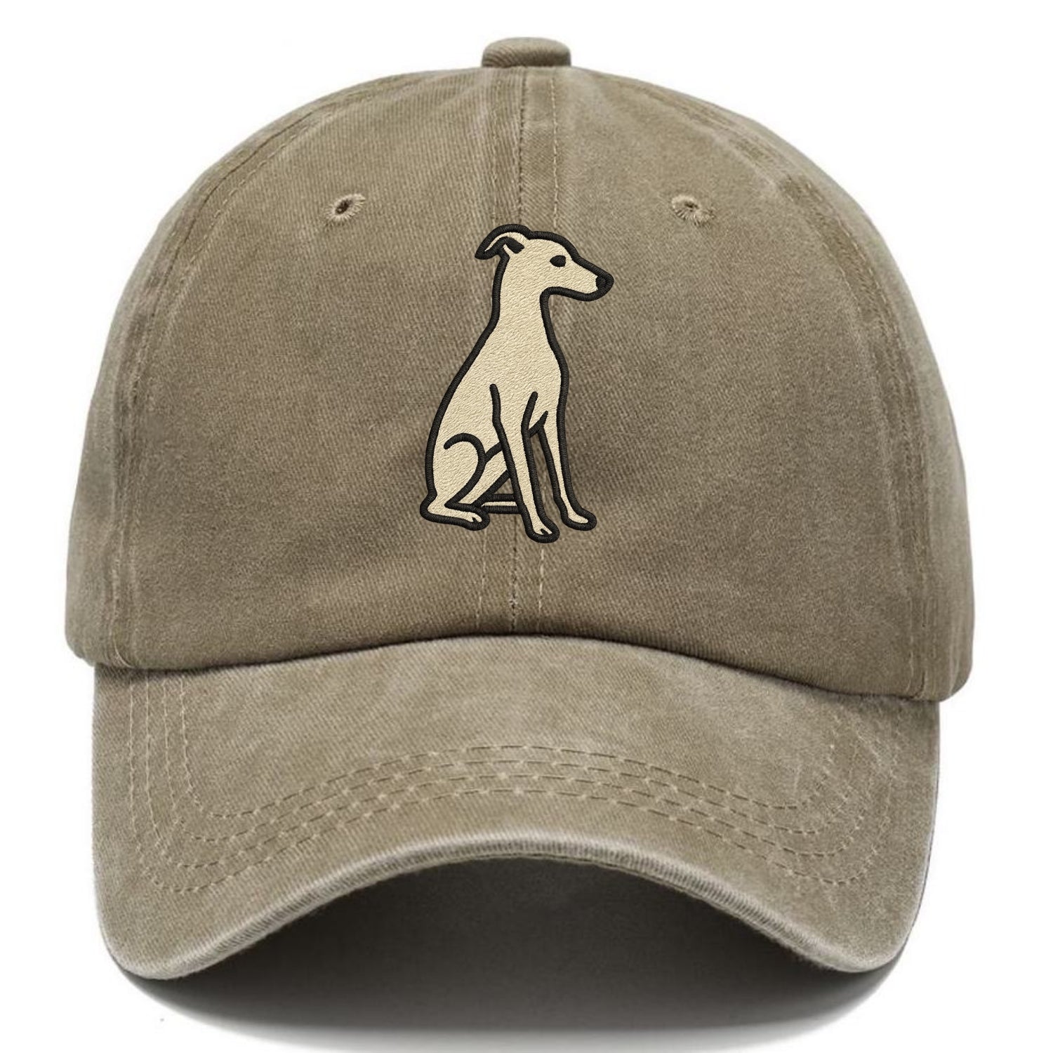Italian Greyhound - Gray sitting pose - Classic Cap - Warm Sand(Khaki)